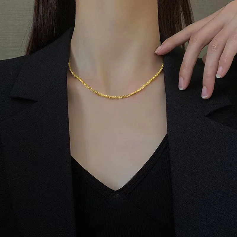 SOMILIA New Fashion Gold Necklace100% S925 Sterling Silver Sparkling Clavicle Sweater Chain High Jewelry For Woman gift L22