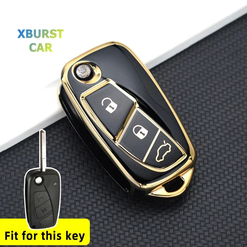 3 Buttons TPU Flip Key Cover Case Shell Fob Protector For Fiat Panda Idea Stilo Punto Ducato Bravo 500 Doblo Grande Minibus