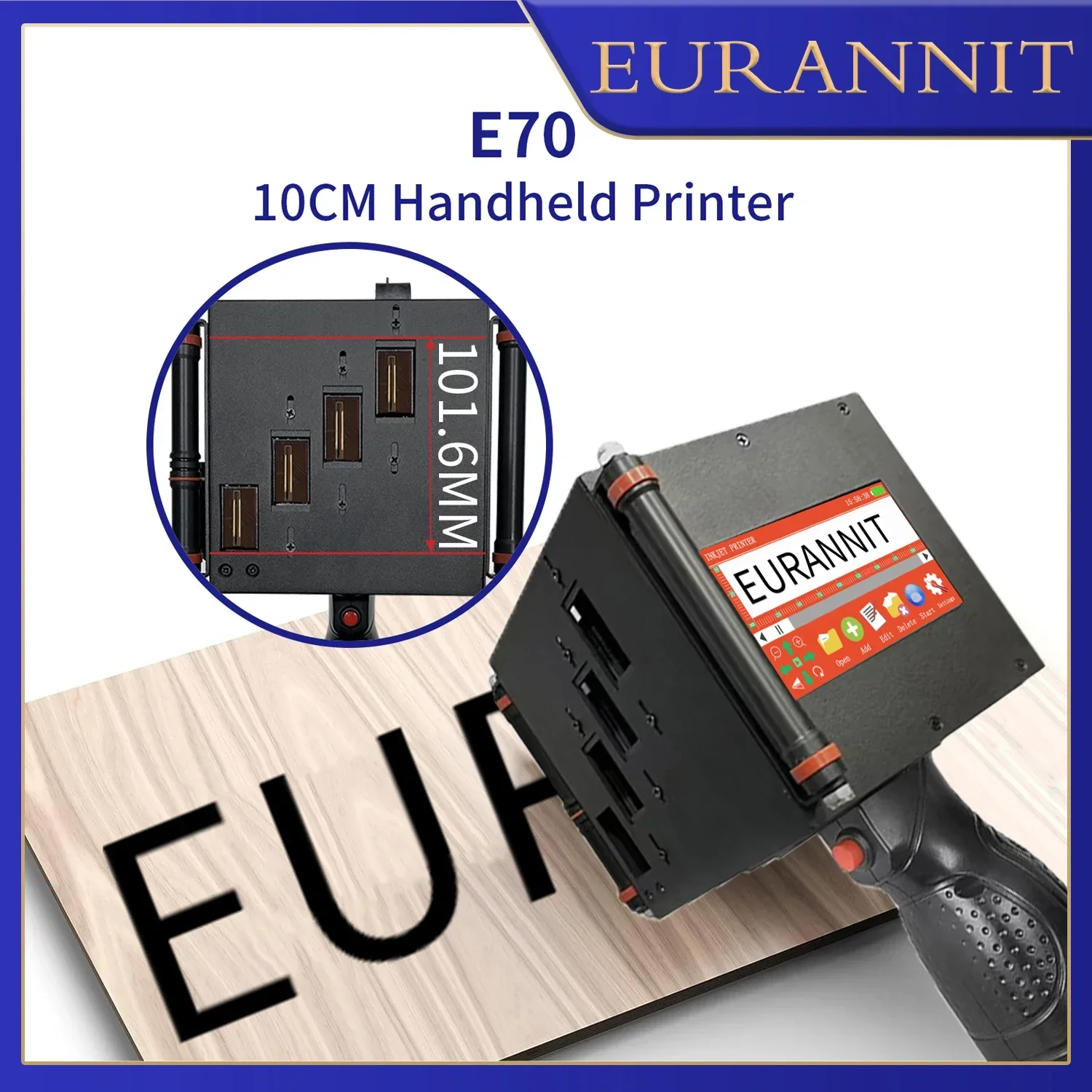 EURANNIT 730Plus 100mm Portable Printer Handheld Thermal Inkjet Printer QR Barcode Batch Number Logo Expiry Date TIJ Printer