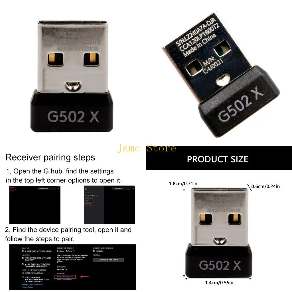 LX0B Advanced USB Receiver for G502 X / G502 X PlusLightspeed Mouse Receiver Supporting Easy Plugs and Play Hot Swappable