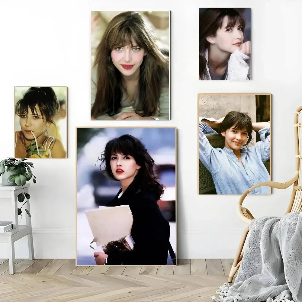 1PC French star Sophie Marceau classic movies poster Self-adhesive Art Waterproof Paper Sticker Coffee House Bar Room Wall Decor