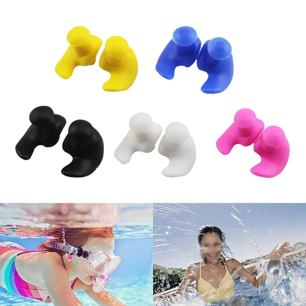 1Pair Waterproof Swimming Earplugs With Box Soft Silicone Spiral Ear Plug Anti Noise For Sleeping Snoring Diving Tools   New