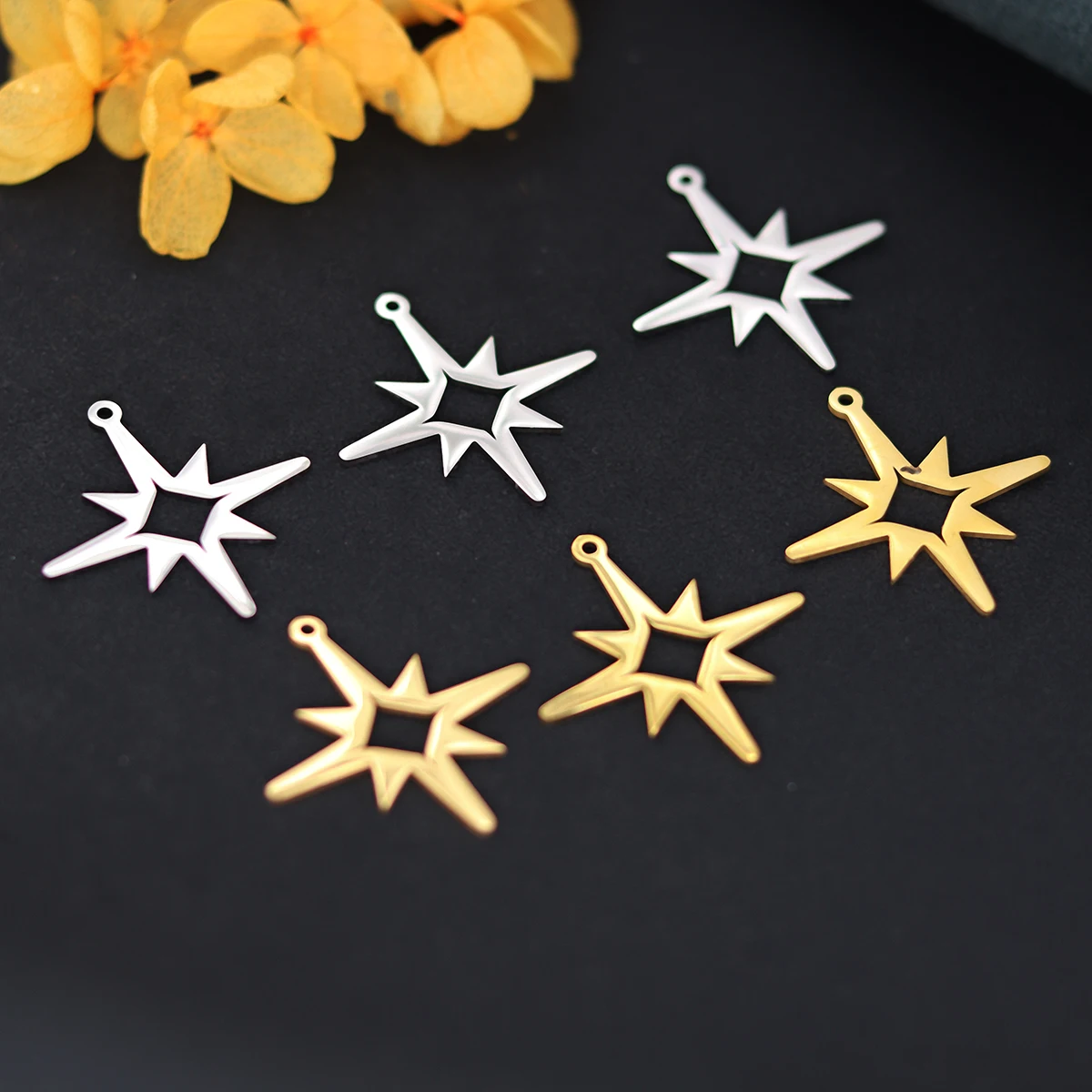 3pcs Stainless Steel North Star Pendant Charm For DIY Jewelry Making Accessories Handmade Necklace Gift