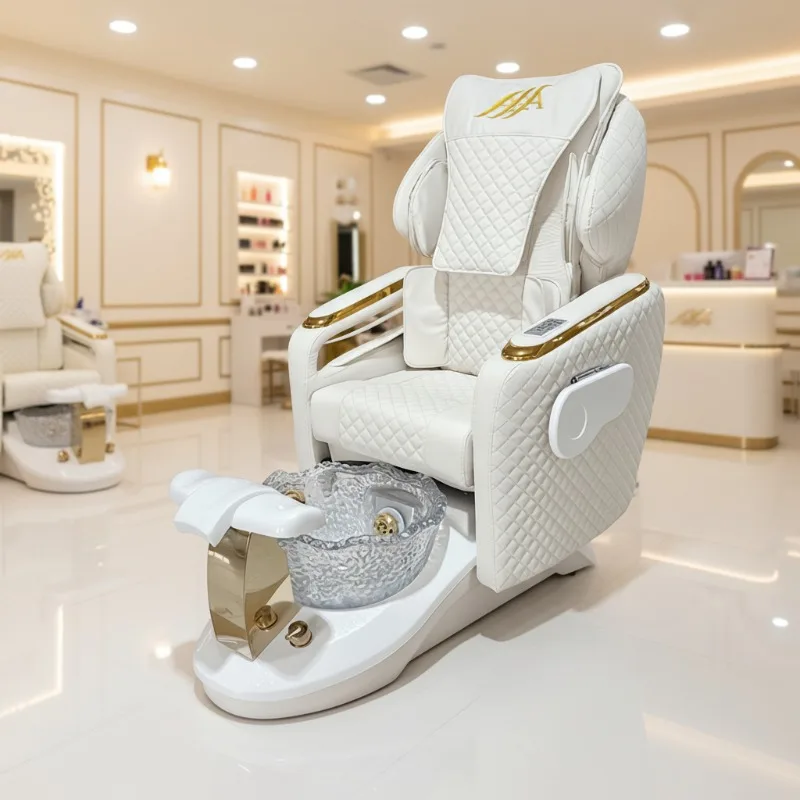 High-end Beauty Nail Art Foot Bath Multi-Function Massage Chair Pedicure Spa Salon Kneading Massage Chair PU Leather Modern