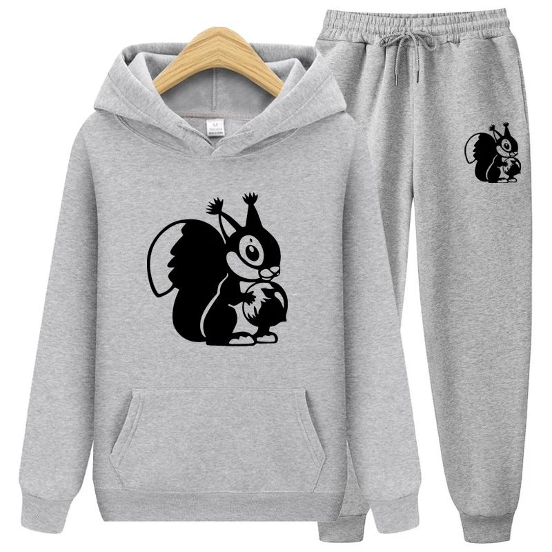 

Fashion Print Tracksuit Men Squirrel Hooded Sweatshirt and Sweatpants Two Pieces Suits Male Casual Fitness Jogging Sports Sets