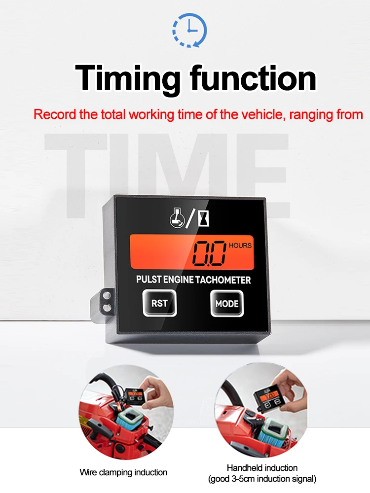 Motorcycle Tachometer Gauge Digital Tach Hour Meter RPM LCD Display For ATV Lawn Mower Gasoline Engine Spark Plugs Waterproof