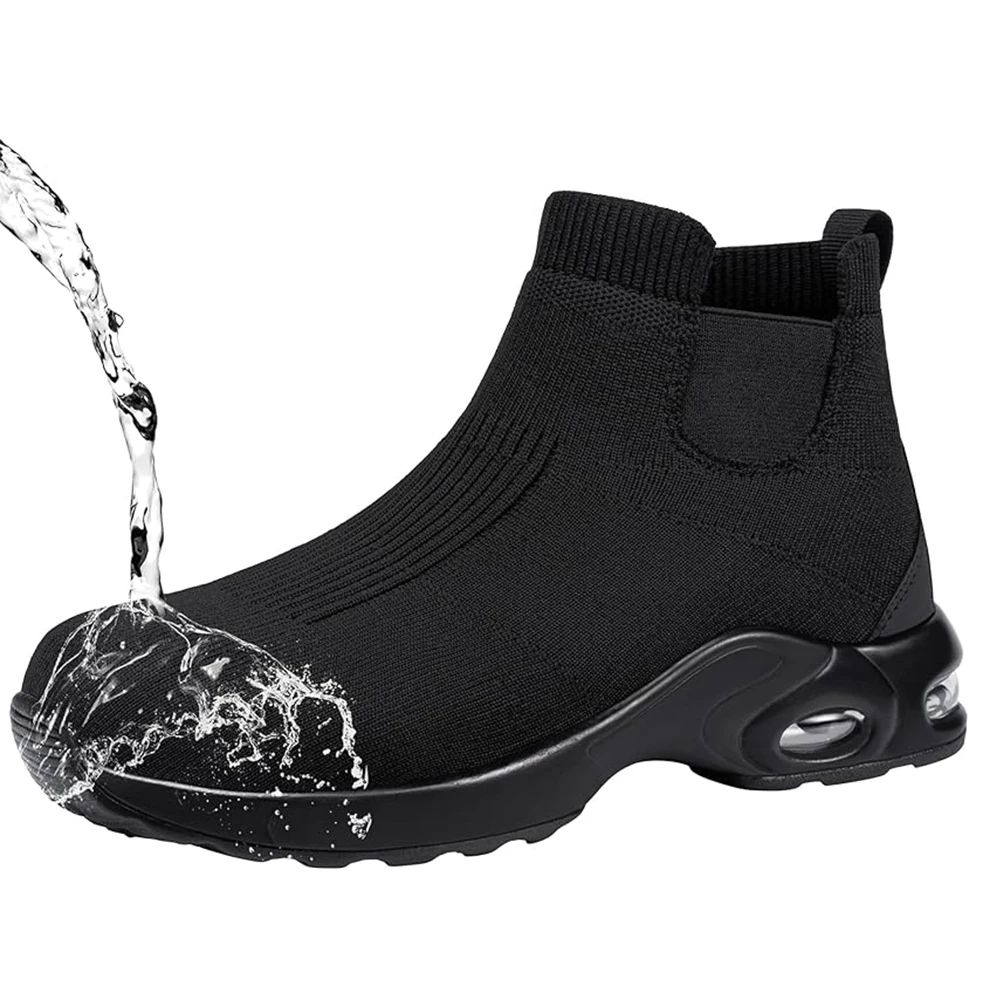 LARNMERN Buty ze stalowymi noskami dla mężczyzn Kobiety Wodoodporne buty robocze Antypoślizgowe trampki ochronne Slip On Industrial Air Cushion Chelse