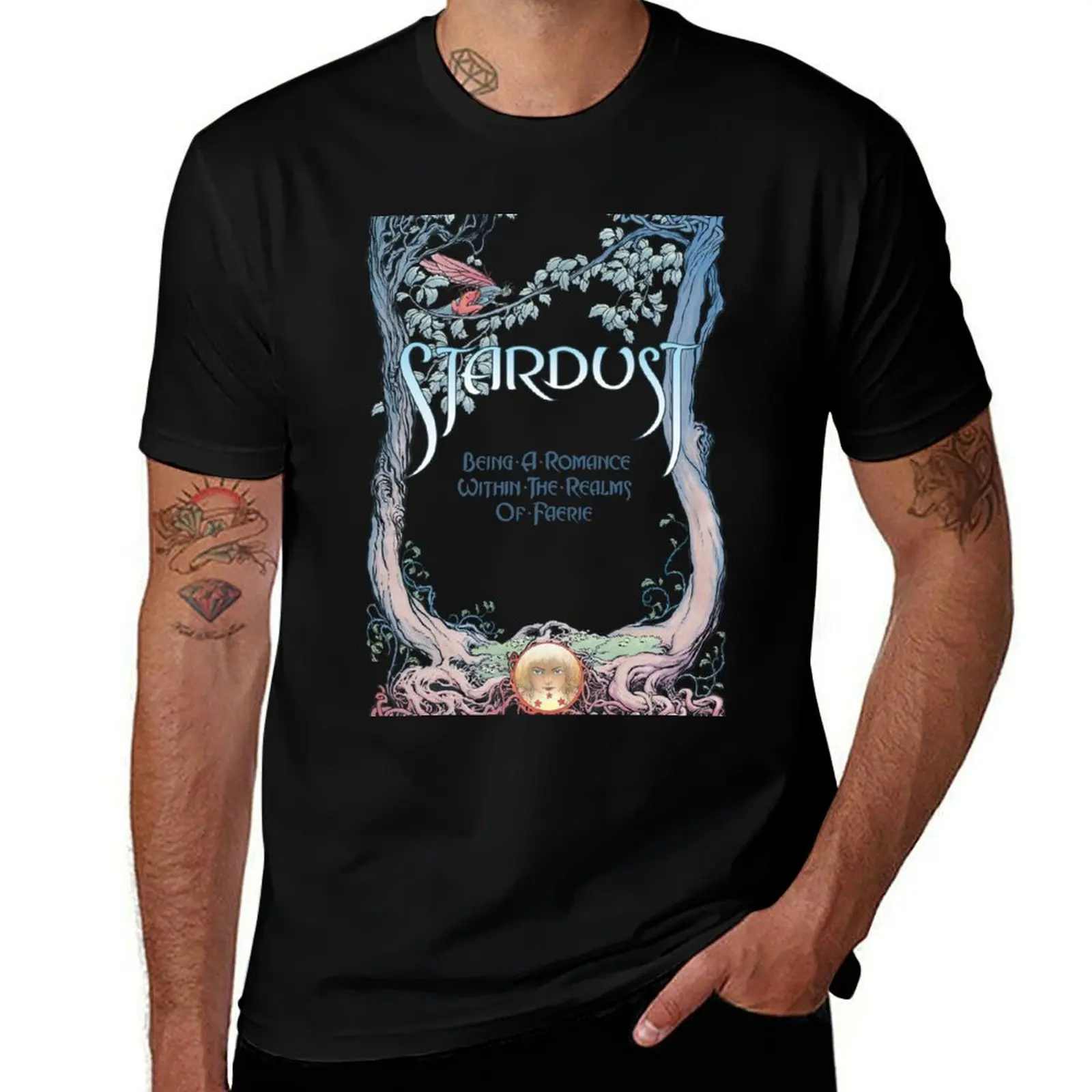 stardust, neil gaiman, cover, novel, comic, tree, faerie, star, fairy, T-Shirt Basic Solid Tee for Daily Use