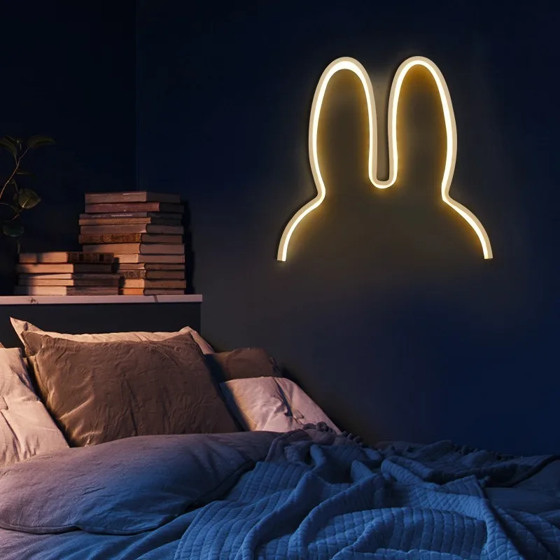 Śliczne Led królik kinkiety USB zasilany dziecko biurko lampa do sypialni nocna dzieci pokój dziecięcy Home Decor nastrojowe oświetlenie