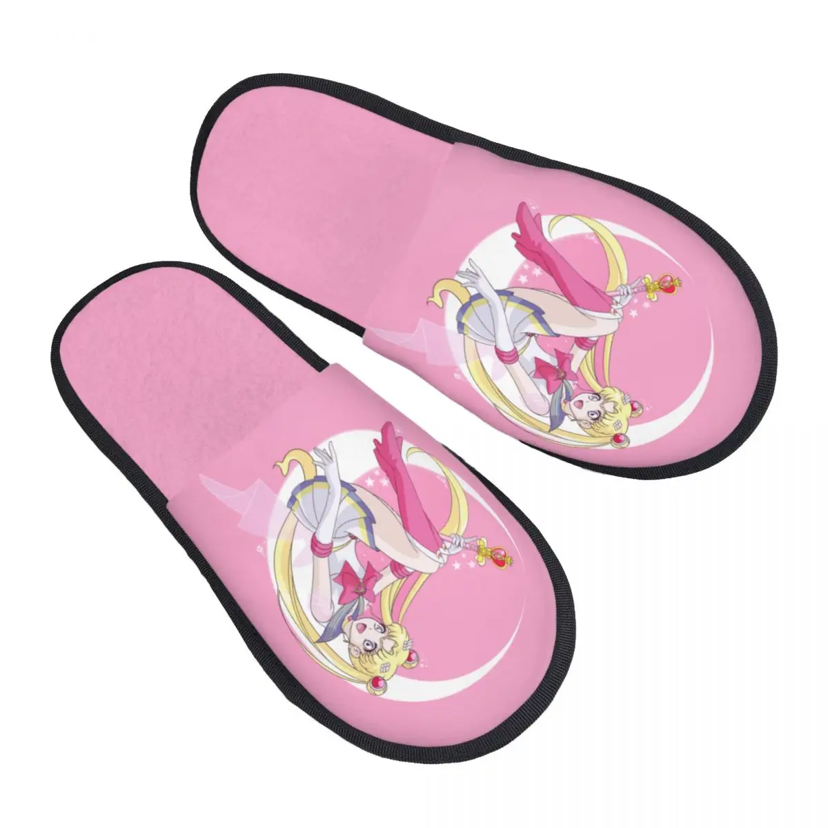 Custom Super Shojo Sailor Soft Memory Foam House Slippers Women Anime Moon Girl Cozy Warm Anti-skid Sole Slipper