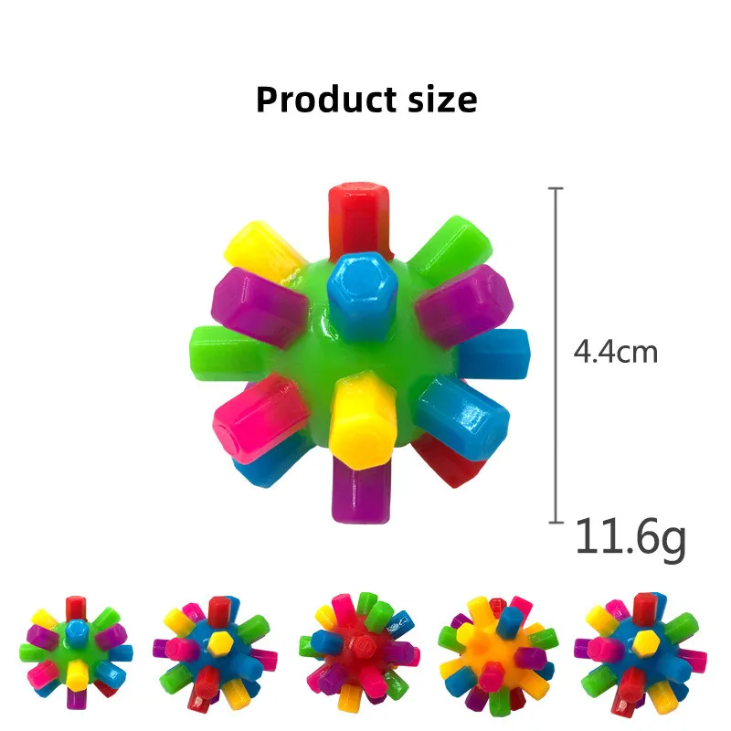 5 Pcs Of Colorful Ball Sensory Ability Training Puzzle Elastic Rainbow Ball Fun Stress Relieving Outdoor Toy Birthday Gift