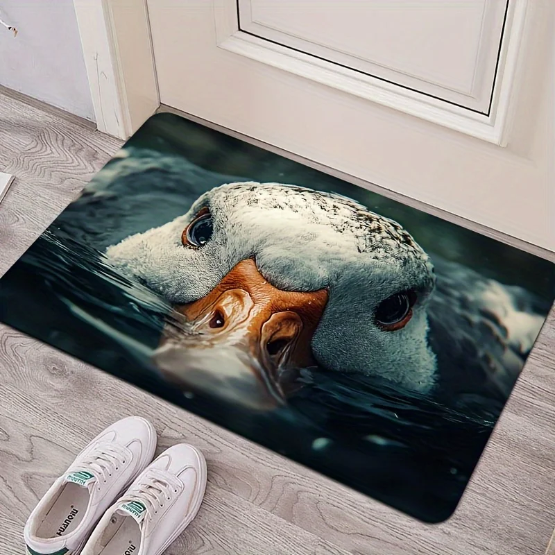 Duck floating design Flannel-printed floor mats has a non-slip function is suitable for entrances bathroom welcome carpets