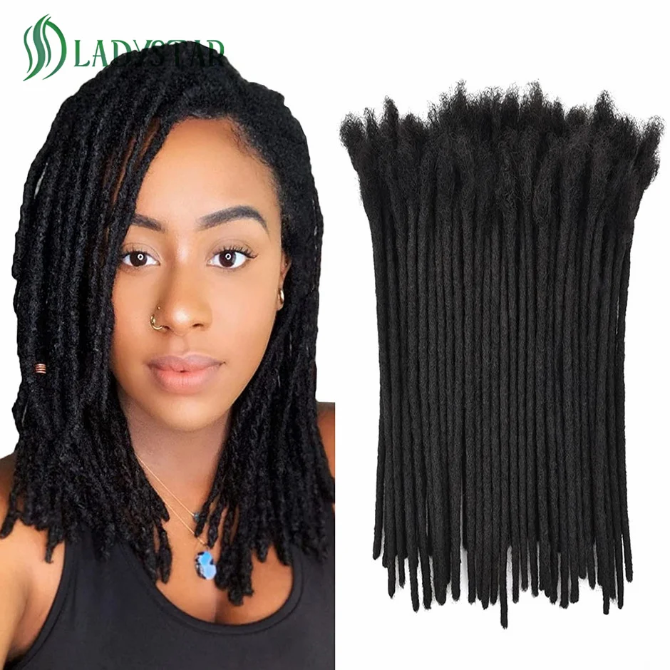 Loc-extensiones de cabello humano 0,4 para hombres y mujeres, 100% cm, 8 pulgadas, 40 hebras, completamente hechas a mano