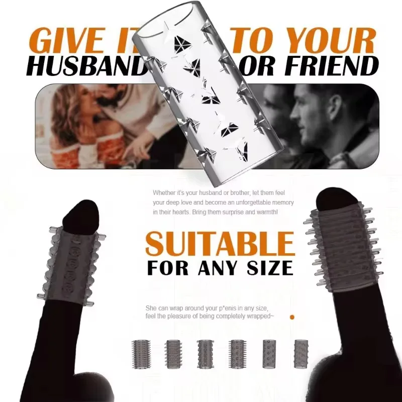 Spike gepunktete gerippte Penis ring wieder verwendbare Penis ringe verzögern dauerhafte Penis verlängerung Ärmel Flirten gerippte Finger abdeckung Sexspielzeug