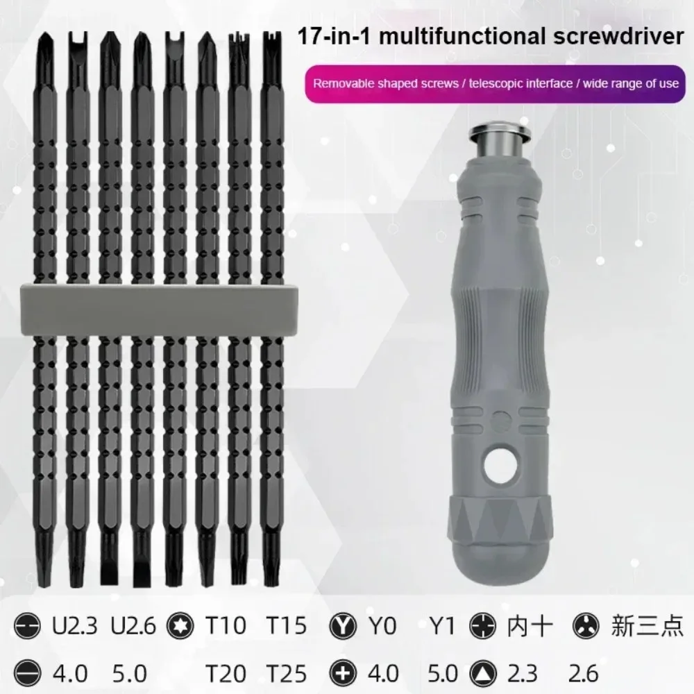 17 In 1 Electrician Screwdriver Antiskid Handle Dismountable Drill Bits Hand Tool Electrical Equipment Electrician Repair Tools