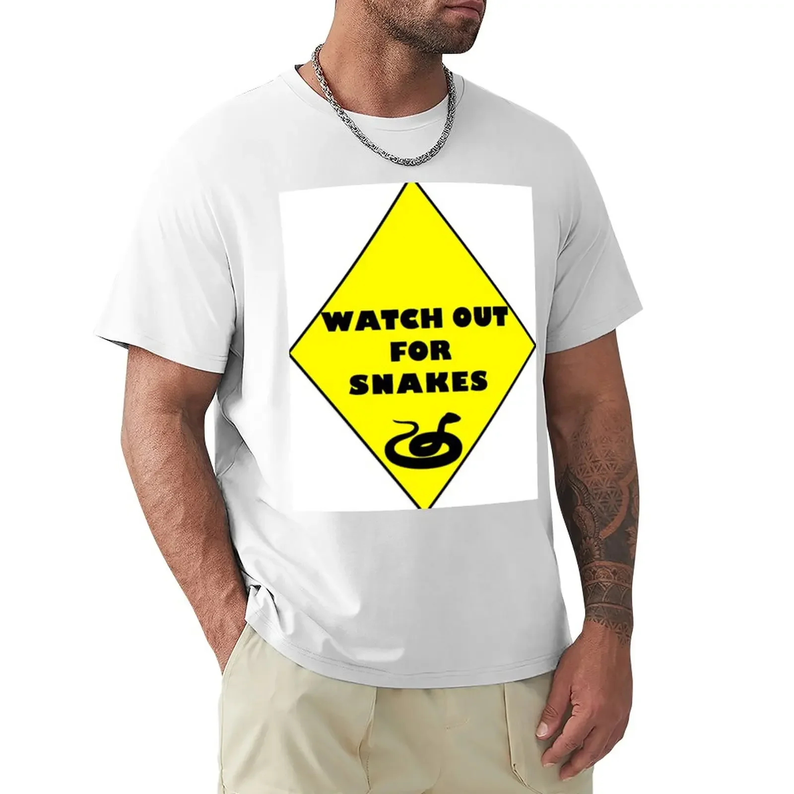 Watch out for snakes! T-Shirt vintage aesthetic clothes plain Men's t-shirts