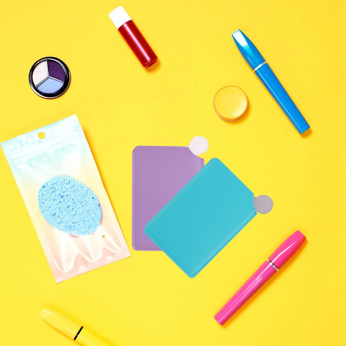 

5Pcs Portable Compact Makeup Mirrors Thin Pocket Mirror Pack Design Card Holder Outdoor Gift for Women Makeup Mirror