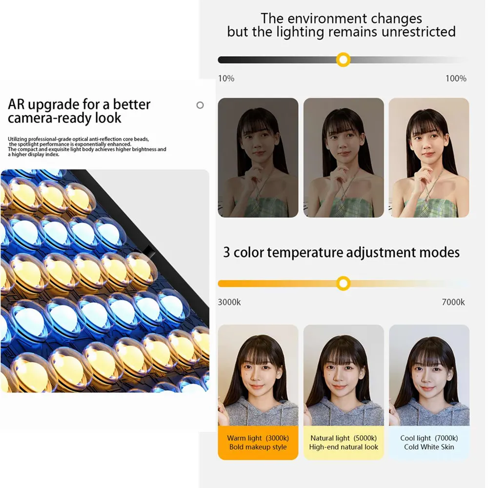 Luz LED con Clip para selfi, Luz Portátil para teléfono en vivo, tableta, ordenador portátil, fotografía, maquillaje, vídeo, luz de relleno de escritorio, actualización de 2024