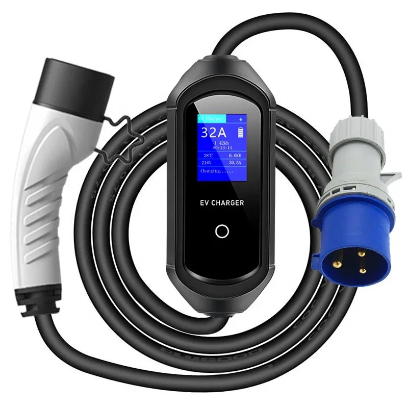 74KW ระดับ 2 แบบพกพา EV Car Charger สําหรับ VW BYD Tesla 32 แอมป์ 7 KW GBT EV Car Charger สําหรับ VW ชาร์จ ID 4 6 ระดับ 1 ประเภท 2