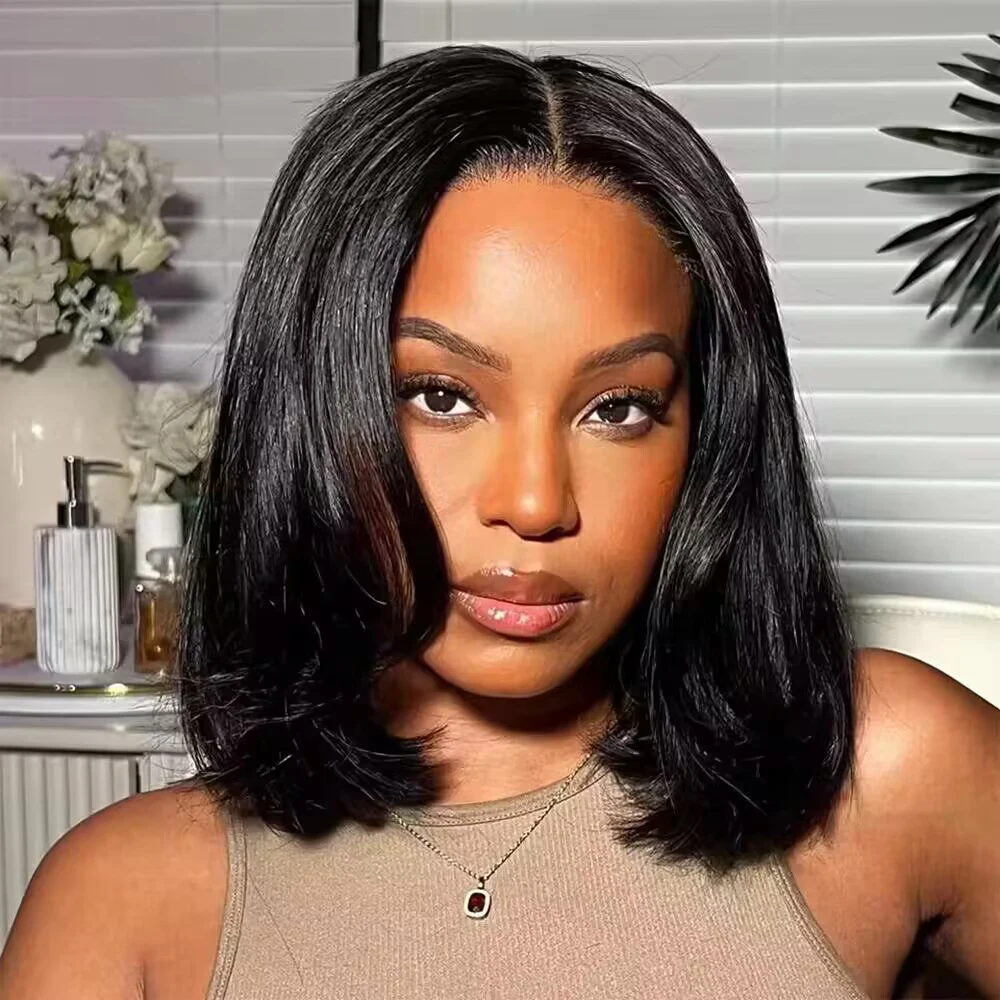 200% Brazilian Bone Straight Short Bob 13x4 Lace Frontal Human Hair 13x6 HD Transparent Lace Front 5x5 Closure Bob Wig For Women