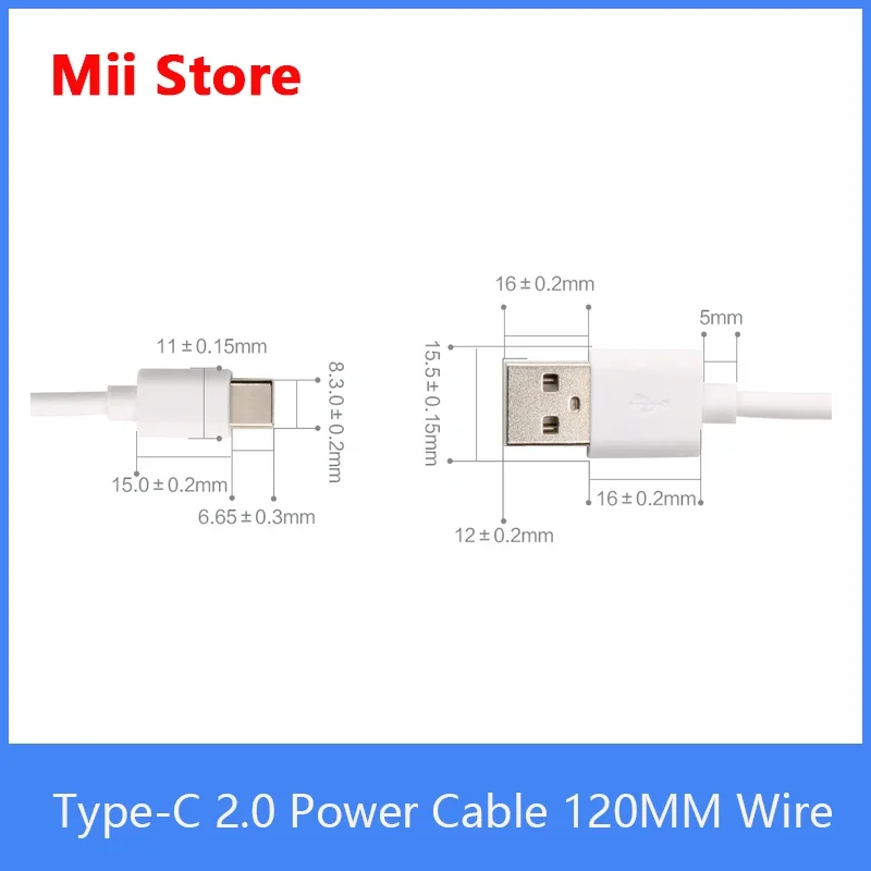 MiiBestODType-C 2.0 Power Cable 120MM Wire with White Color Suitable for Orange Pi Raspberry Pi single board computer