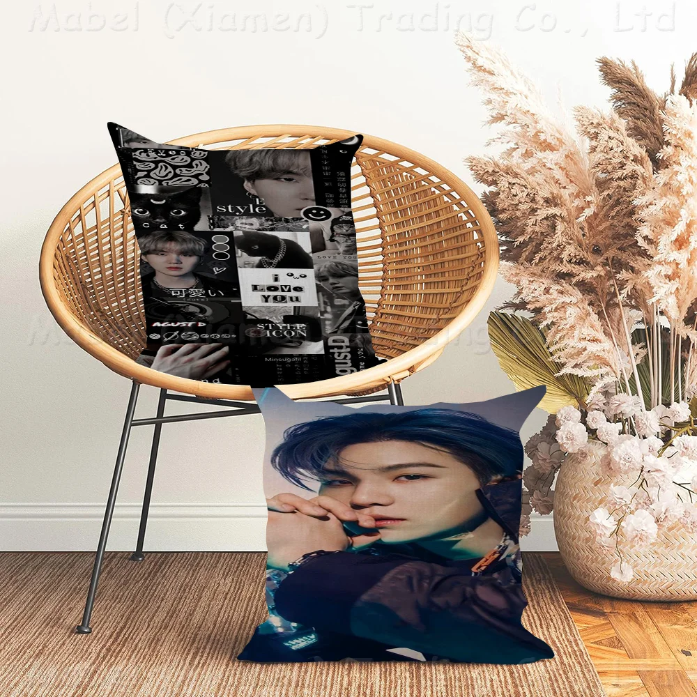 Agust D Suga Office Cushion Pillowcase Car Cushion Cover45X45CM Lumbar Pillowcase Sofa Pillowcover