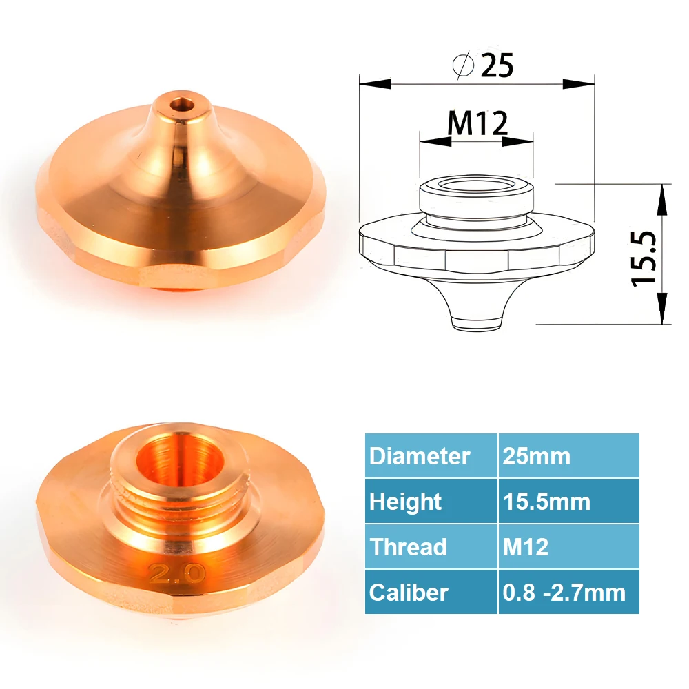 Yosoon Good Quality D32mm*H15mm Fiber Laser Nozzle Price Double Layer Nozzles for Cnc Cutting Machines Hot Sale