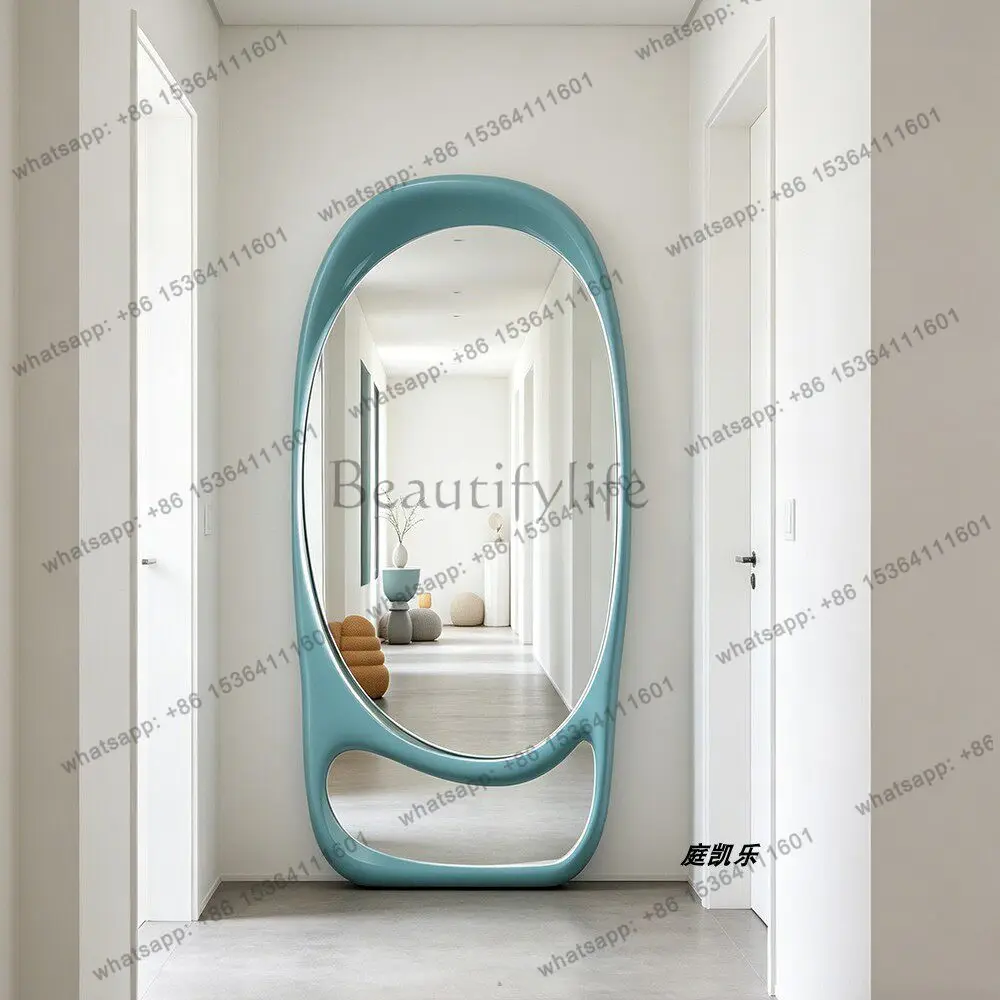 Modern simple style special-shaped full-length mirror clothing store wall-mounted home entry living room floor-to-ceiling mirror