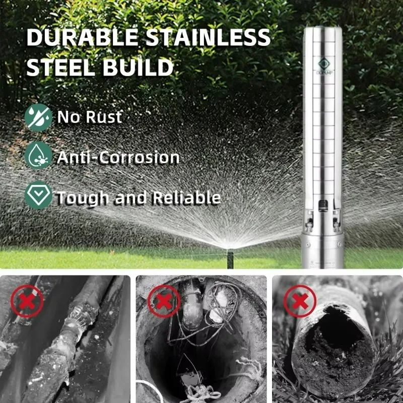 4SPM3/29 3HP 304 Submersible Deep Well Water Pump for Remote Rural Villages Livestock Small Scale Irrigation
