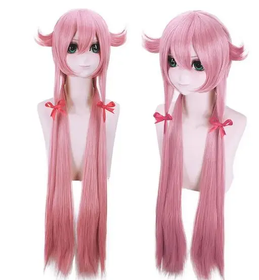 

Long pink straight tube women's heat-resistant role-playing clothing wig