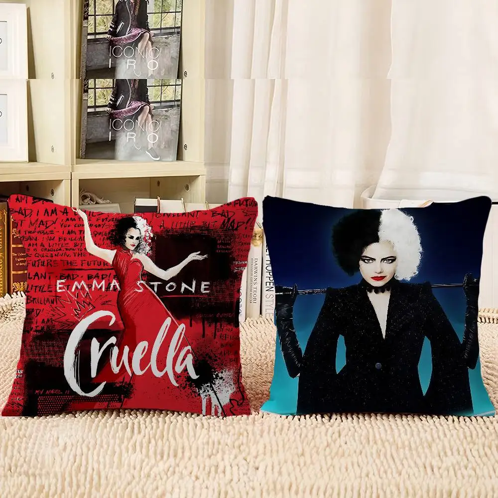 C-CRUELLA EMMA حجر الفيلم الكلاسيكي المخدة تون هدية غطاء الوسادة غرفة نوم المنزل أريكة كرسي مقعد ديكور كيس وسادة