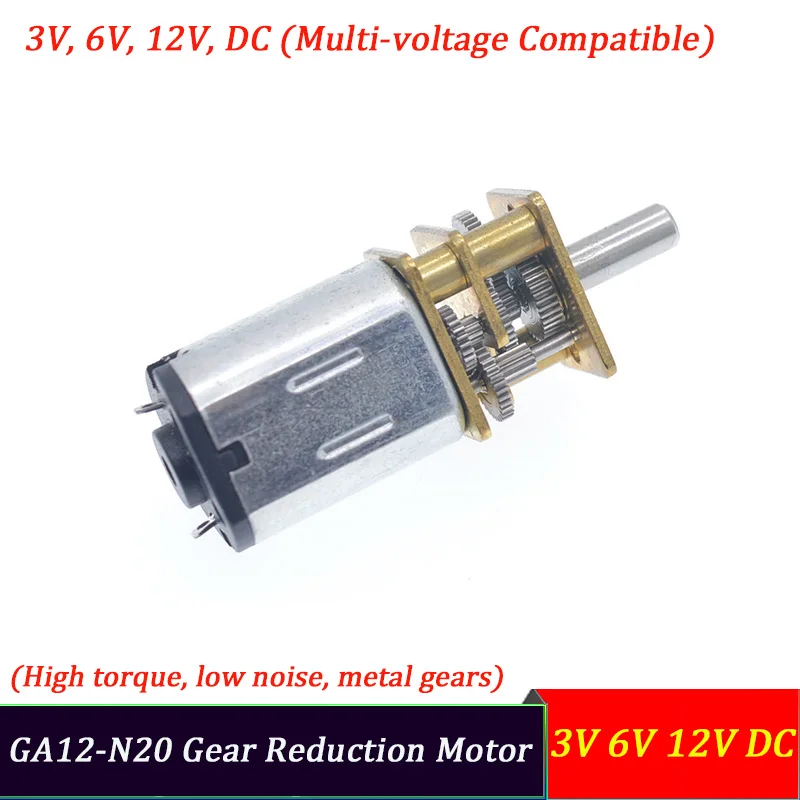 GA12-N20 Micro DC Gear Motor 3V/6V/12V Low RPM High Torque Metal Gear Reduction Motor for Smart Car Robot DIY Low Noise