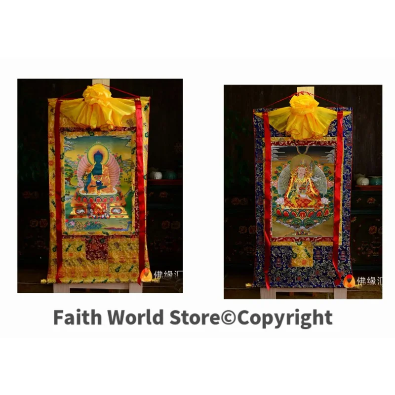 

Wholesale Buddhist supplies 2P--87 CM Thang-ga Thangka -efficacious Protection Guru Rinpoche Padmasambhava the Medicine Buddha