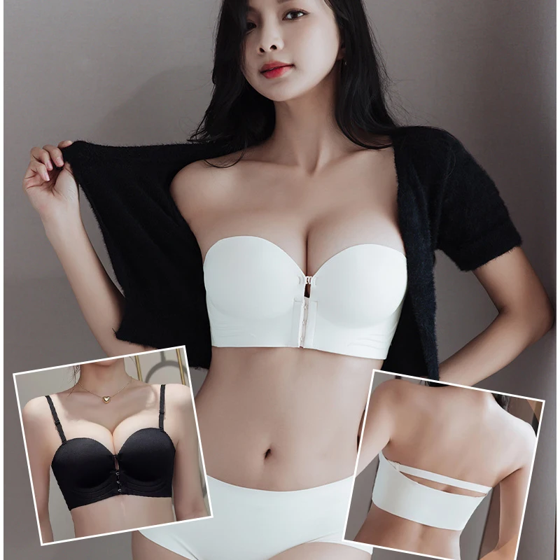 Dámské spodní prádlo FINETOO s push-up přezkou pro malé prsa, sexy, prodyšné, nabírané, s odnímatelnými ramínky, topy a spodní prádlo - náhled 3