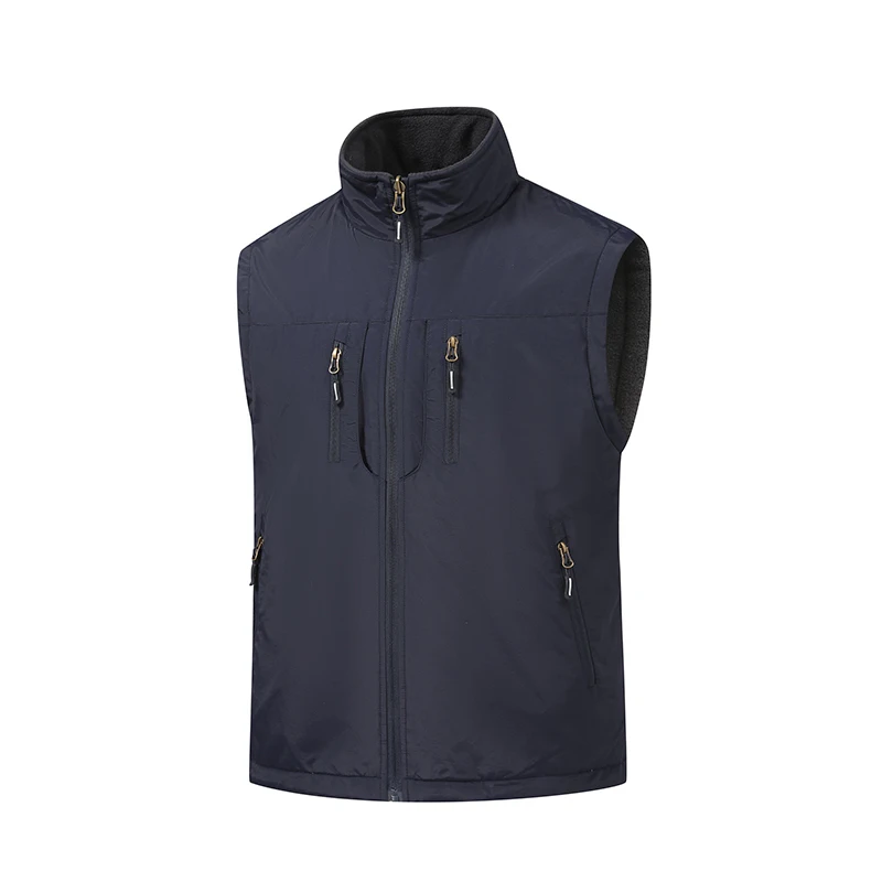 

Men's Fce Lined Outdoor Vest Casual Workwear Svel Jaet Autumn Winter Loose Fit Sport Sle Stand Collar Vest