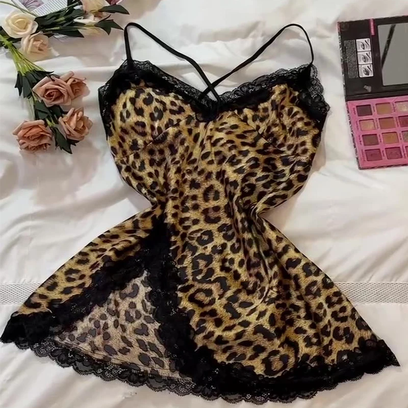 Женский Летний комбинезон с лямкой на шее и леопардовым принтом