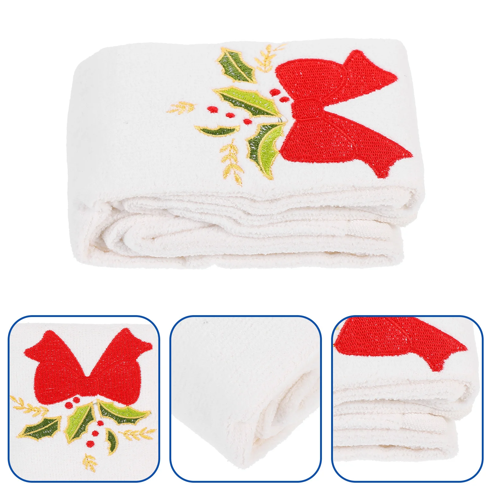 Christmas Face Towel Embroidered Premium Cotton Facial Creative Gift for Home Bow-Knot Pattern Facial