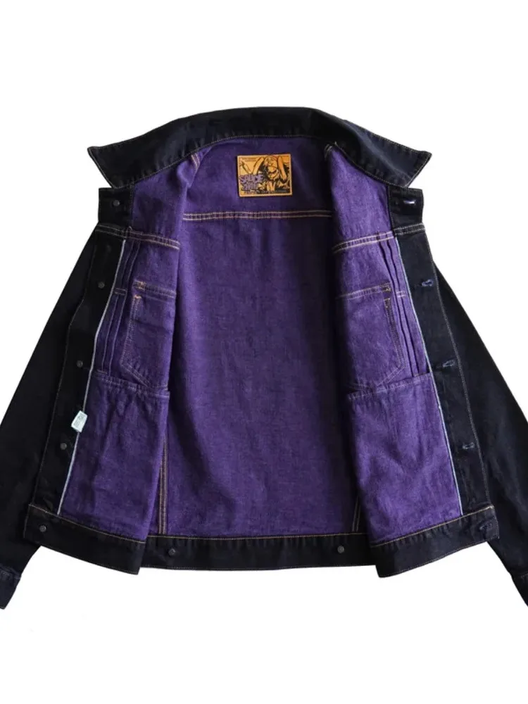 Men's Vintage Denim Jacket Blue Purple Double Sided