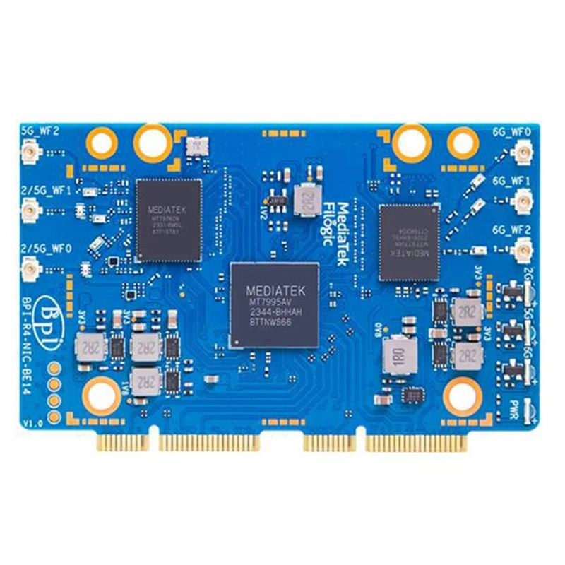 Dla Banana Pi BPI-R4-NIC-BE14 moduł Wifi7 akcesoria dla BPI-R4 MT7995AV Chipset 2 Pcie 3.0 interfejs, 6 sztuk anteny