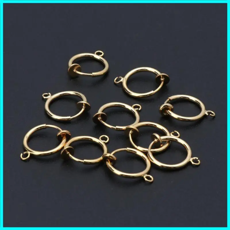 10pcs Round Circle Earrings Clip Earring Loop Hooks Ear Post Jump Ring for No Earrings Hole Women High Quality Diy Accessories