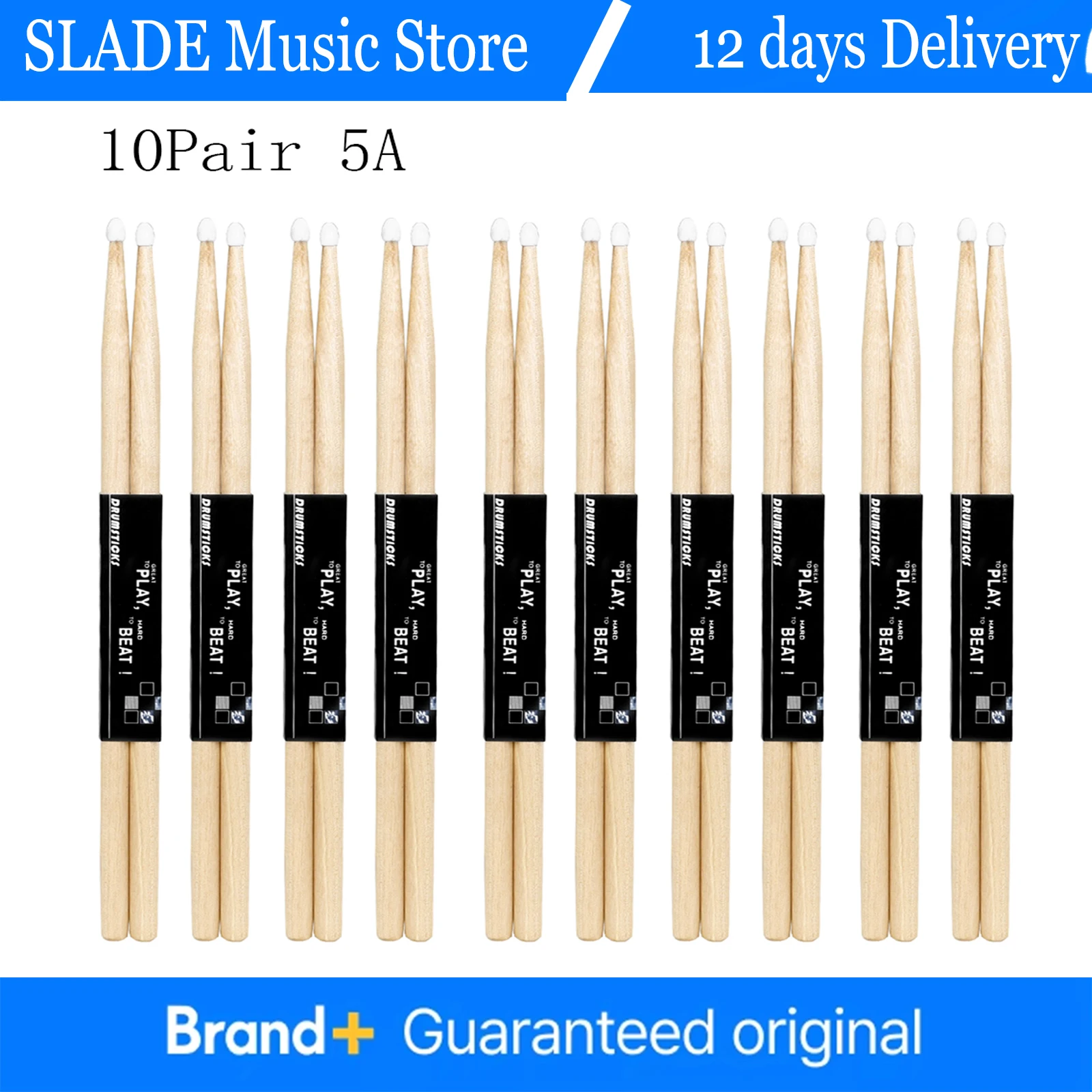 IRIN 1/5/10 Paia 5A/7A Bacchette in Acero Premium Bacchette Ideale per Tutte le Età Bacchette da Pratica Durevoli per Jazz e Percussioni