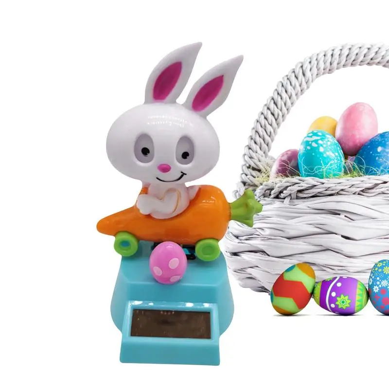 Creative Cute Bunny Carrot Sitting Solar Dancing Toy 4.33in Funny Car Solar Power Wobble Figurines For Easter Decoration