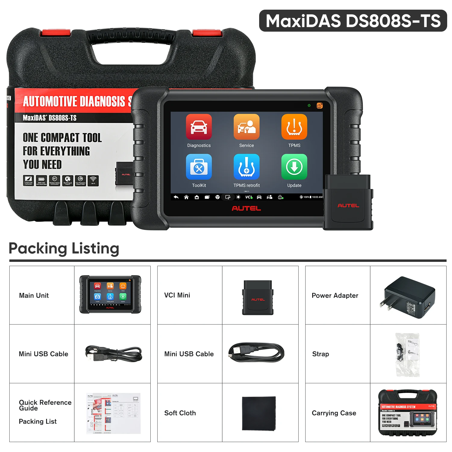 Autel MaxiDAS DS808S-TS OBDII Scanner 2024 New Release DS808 Smart Diagnostic Tool with Reset Services, Full TPMS, ECU Coding