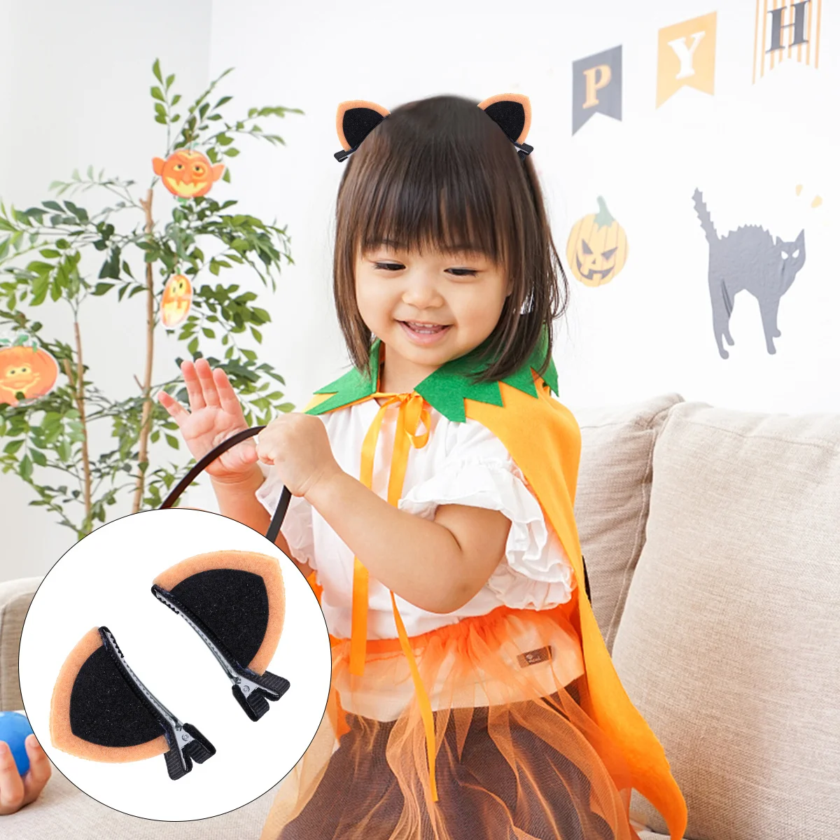 

6Pairs Kids Cat Ear Hair Accessories Glitter Hairpins Cute Strong Compact Stylish Hair Clips for Children Decoration