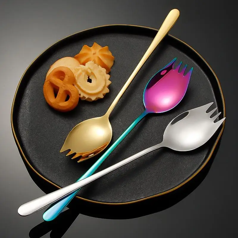 /KQM/Spoon And Fork Combo, Household Salad Spoon, Fruit Fork, Soup Spoon, Portable Cutlery Stainless Steel