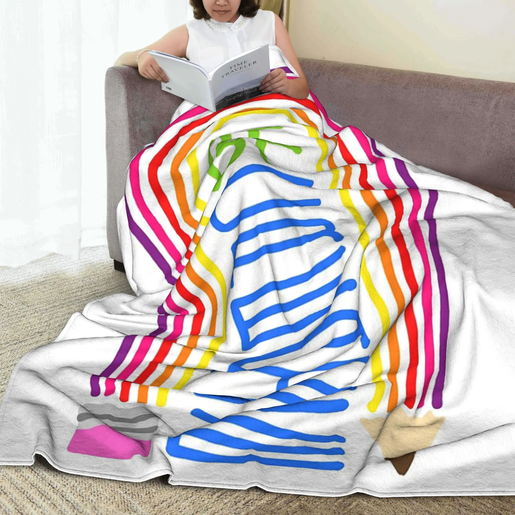 

Be Creative Радужное одеяло-карандаш, теплое флисовое одеяло для дивана, постельное белье, офисные пледы, покрывало, одеяло