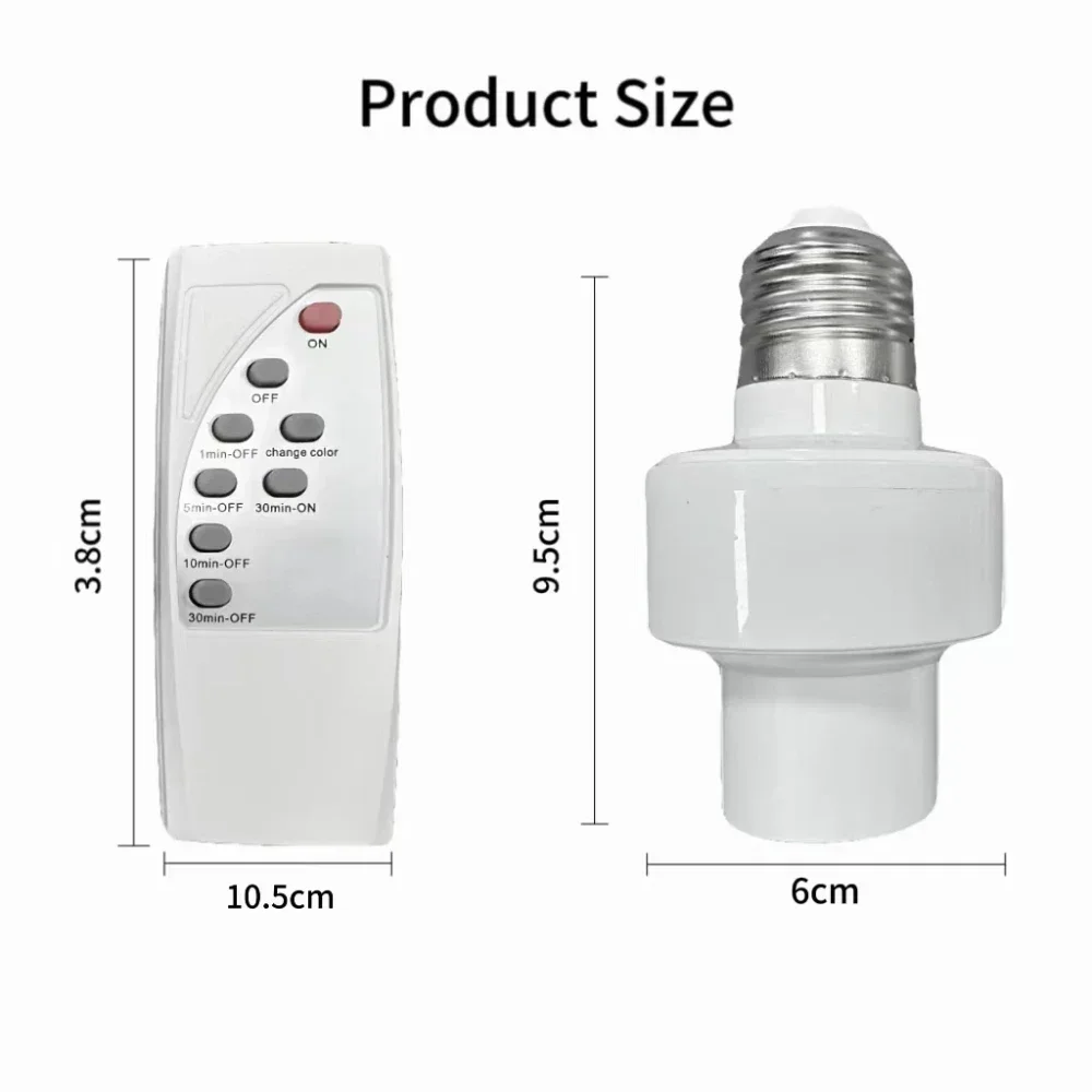 

New Smart Timer Switch Wireless Remote Control E27 15m Range Lamp Holder 110V 220V ON Off Light Bulb Base Socket Intelligent