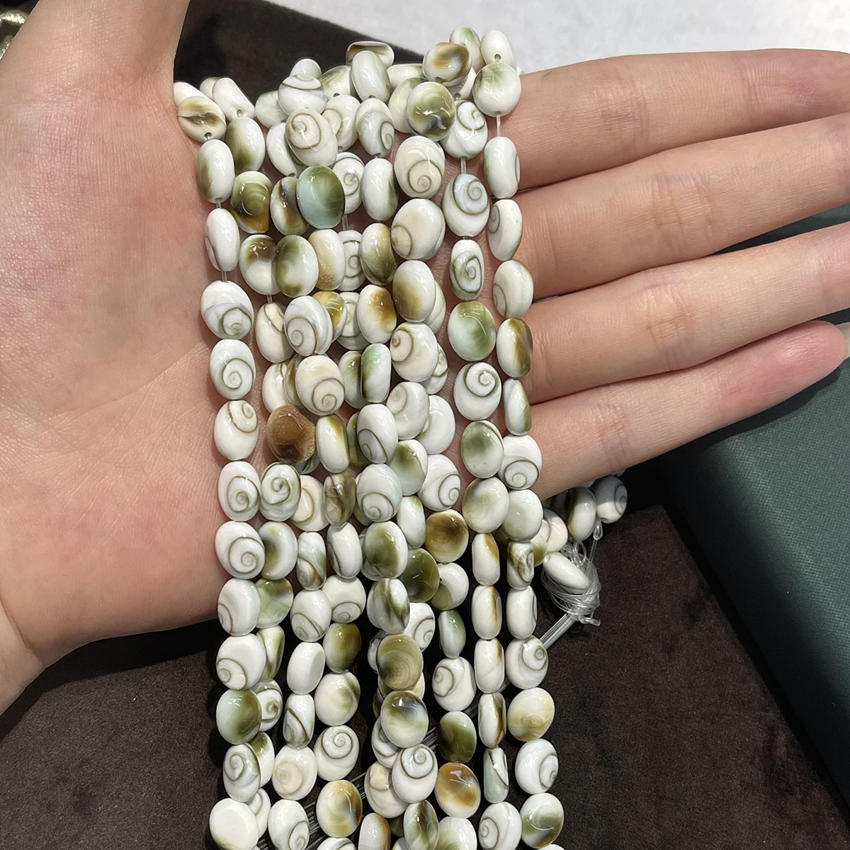 8x10mm Oval Natural Shell Through‑Hole Strand Beads 36cm for DIY Jewelry Making Necklace Bracelet Earring Craft Accessories