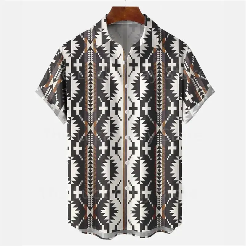 Men's Casual Social Hawaiian Oversized Short Sleeve Shirt Elegant Vintage Harajuku Summer Fashion Designer Clothing Pattern Top