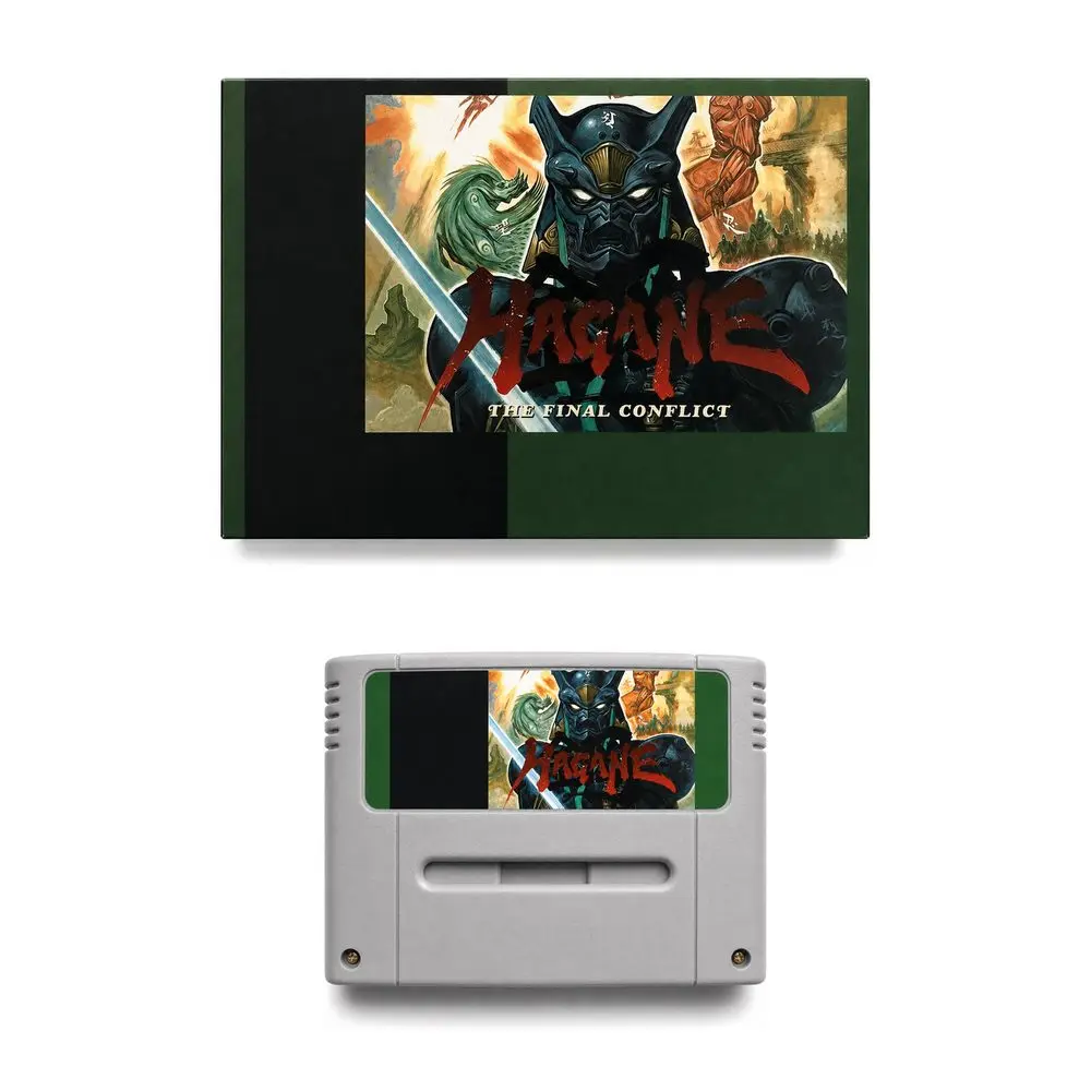 Hagane 16-Bit Retro Reproduktions-Cartridge Cyber Ninja Action-Plattformer Hardcore PAL-Version mit CIB Retail-Box-Option